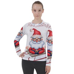 Santa Glasses Yoga Chill Vibe Women s Pique Long Sleeve T-shirt