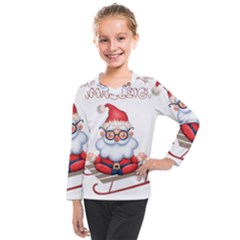 Santa Glasses Yoga Chill Vibe Kids  Long Mesh T-shirt