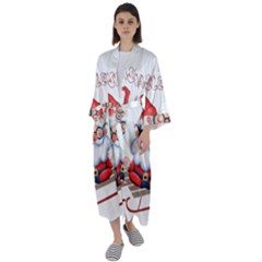 Santa Glasses Yoga Chill Vibe Maxi Satin Kimono