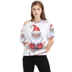 Santa Glasses Yoga Chill Vibe One Shoulder Cut Out T-shirt