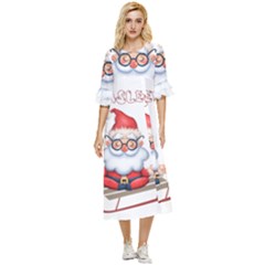 Santa Glasses Yoga Chill Vibe Double Cuff Midi Dress