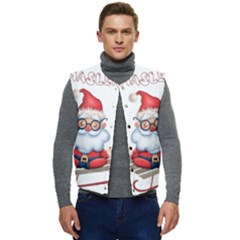 Santa Glasses Yoga Chill Vibe Men s Button Up Puffer Vest	