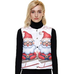 Santa Glasses Yoga Chill Vibe Women s Button Up Puffer Vest