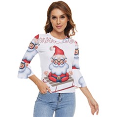 Santa Glasses Yoga Chill Vibe Bell Sleeve Top