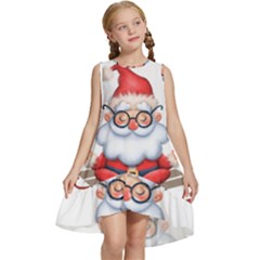 Santa Glasses Yoga Chill Vibe Kids  Frill Swing Dress