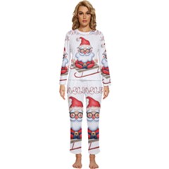 Santa Glasses Yoga Chill Vibe Womens  Long Sleeve Lightweight Pajamas Set