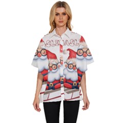 Santa Glasses Yoga Chill Vibe Women s Batwing Button Up Shirt