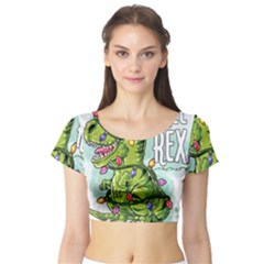 Dinosaur T-rex Dino Tyrannasaurus Short Sleeve Crop Top by Sarkoni