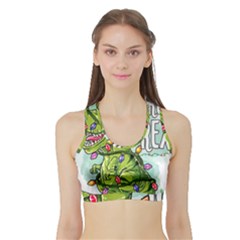 Dinosaur T-rex Dino Tyrannasaurus Sports Bra With Border by Sarkoni