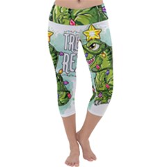 Dinosaur T-rex Dino Tyrannasaurus Capri Yoga Leggings by Sarkoni