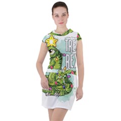 Dinosaur T-rex Dino Tyrannasaurus Drawstring Hooded Dress by Sarkoni