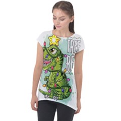 Dinosaur T-rex Dino Tyrannasaurus Cap Sleeve High Low Top by Sarkoni