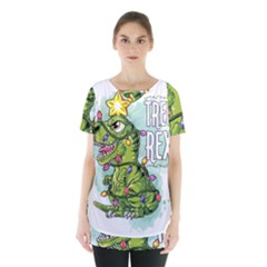 Dinosaur T-rex Dino Tyrannasaurus Skirt Hem Sports Top by Sarkoni