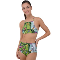 Dinosaur T-rex Dino Tyrannasaurus Halter Tankini Set by Sarkoni