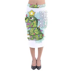 Dinosaur T-rex Dino Tyrannasaurus Velvet Midi Pencil Skirt by Sarkoni