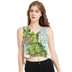 Dinosaur T-rex Dino Tyrannasaurus V-neck Cropped Tank Top by Sarkoni