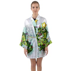 Dinosaur T-rex Dino Tyrannasaurus Long Sleeve Satin Kimono by Sarkoni