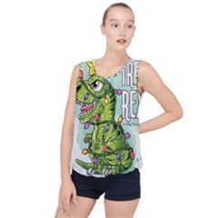 Dinosaur T-rex Dino Tyrannasaurus Bubble Hem Chiffon Tank Top by Sarkoni