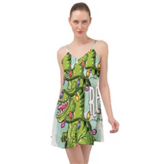 Dinosaur T-rex Dino Tyrannasaurus Summer Time Chiffon Dress by Sarkoni