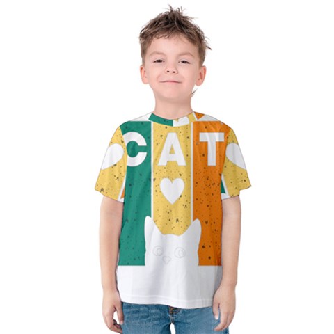 Cat Kitten Pet Animal Feline Cat Kids  Cotton T-shirt by Sarkoni