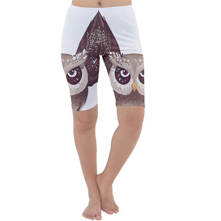 Owl Bird Feathers Cropped Leggings 