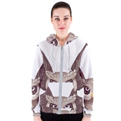 Owl Bird Feathers Women s Zipper Hoodie