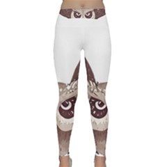 Owl Bird Feathers Classic Yoga Leggings by Sarkoni