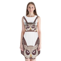 Owl Bird Feathers Sleeveless Chiffon Dress   by Sarkoni