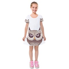 Owl Bird Feathers Kids  Short Sleeve Velvet Dress