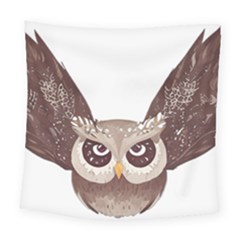 Owl Bird Feathers Square Tapestry (large)