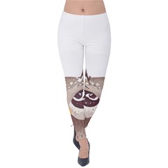 Owl Bird Feathers Velvet Leggings