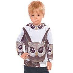 Owl Bird Feathers Kids  Hooded Pullover by Sarkoni