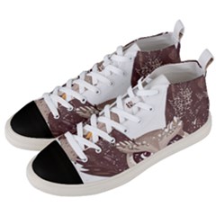 Owl Bird Feathers Men s Mid-top Canvas Sneakers by Sarkoni