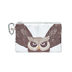 Owl Bird Feathers Canvas Cosmetic Bag (small) by Sarkoni