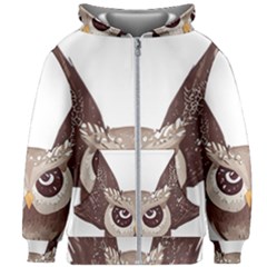 Owl Bird Feathers Kids  Zipper Hoodie Without Drawstring