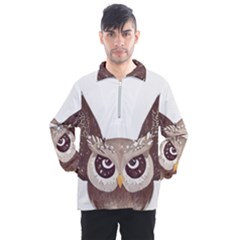 Owl Bird Feathers Men s Half Zip Pullover