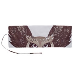 Owl Bird Feathers Roll Up Canvas Pencil Holder (m) by Sarkoni