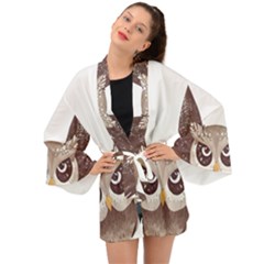 Owl Bird Feathers Long Sleeve Kimono by Sarkoni