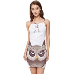 Owl Bird Feathers Summer Tie Front Dress