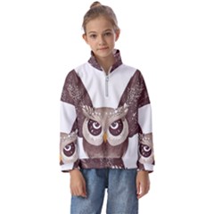 Owl Bird Feathers Kids  Half Zip Hoodie