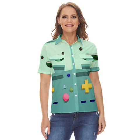 Bmo Adventure Time Women s Short Sleeve Double Pocket Shirt by Bedest