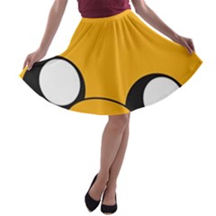 Adventure Time Cartoon Face Funny Happy Toon A-line Skater Skirt by Bedest