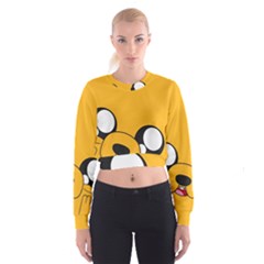 Adventure Time Cartoon Face Funny Happy Toon Cropped Sweatshirt by Bedest