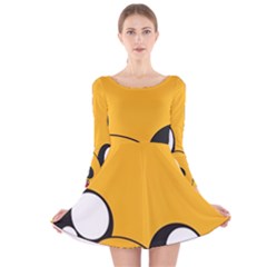 Adventure Time Cartoon Face Funny Happy Toon Long Sleeve Velvet Skater Dress