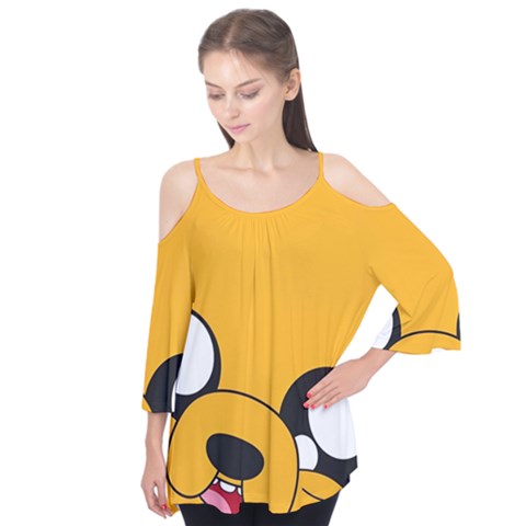 Adventure Time Cartoon Face Funny Happy Toon Flutter Sleeve T-shirt  by Bedest