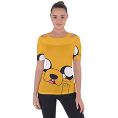 Adventure Time Cartoon Face Funny Happy Toon Shoulder Cut Out Short Sleeve Top by Bedest