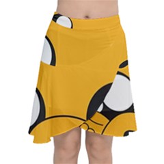 Adventure Time Cartoon Face Funny Happy Toon Chiffon Wrap Front Skirt by Bedest