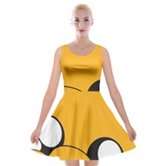 Adventure Time Cartoon Face Funny Happy Toon Velvet Skater Dress by Bedest