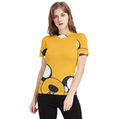 Adventure Time Cartoon Face Funny Happy Toon Women s Short Sleeve Rash Guard by Bedest