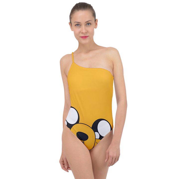 Adventure Time Cartoon Face Funny Happy Toon Classic One Shoulder Swimsuit